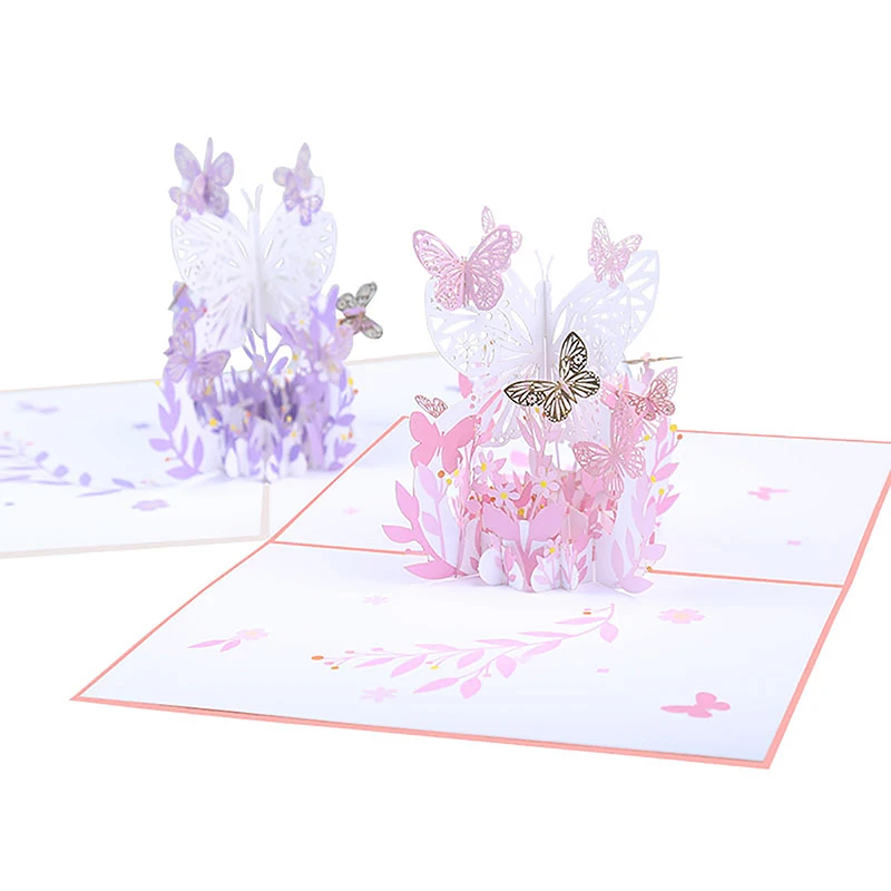 

Пурпурная бабочка открытка на день рождения бабочка цветочная корзина 3D Поздравительные открытки для женщин девочки дочки на День Матери