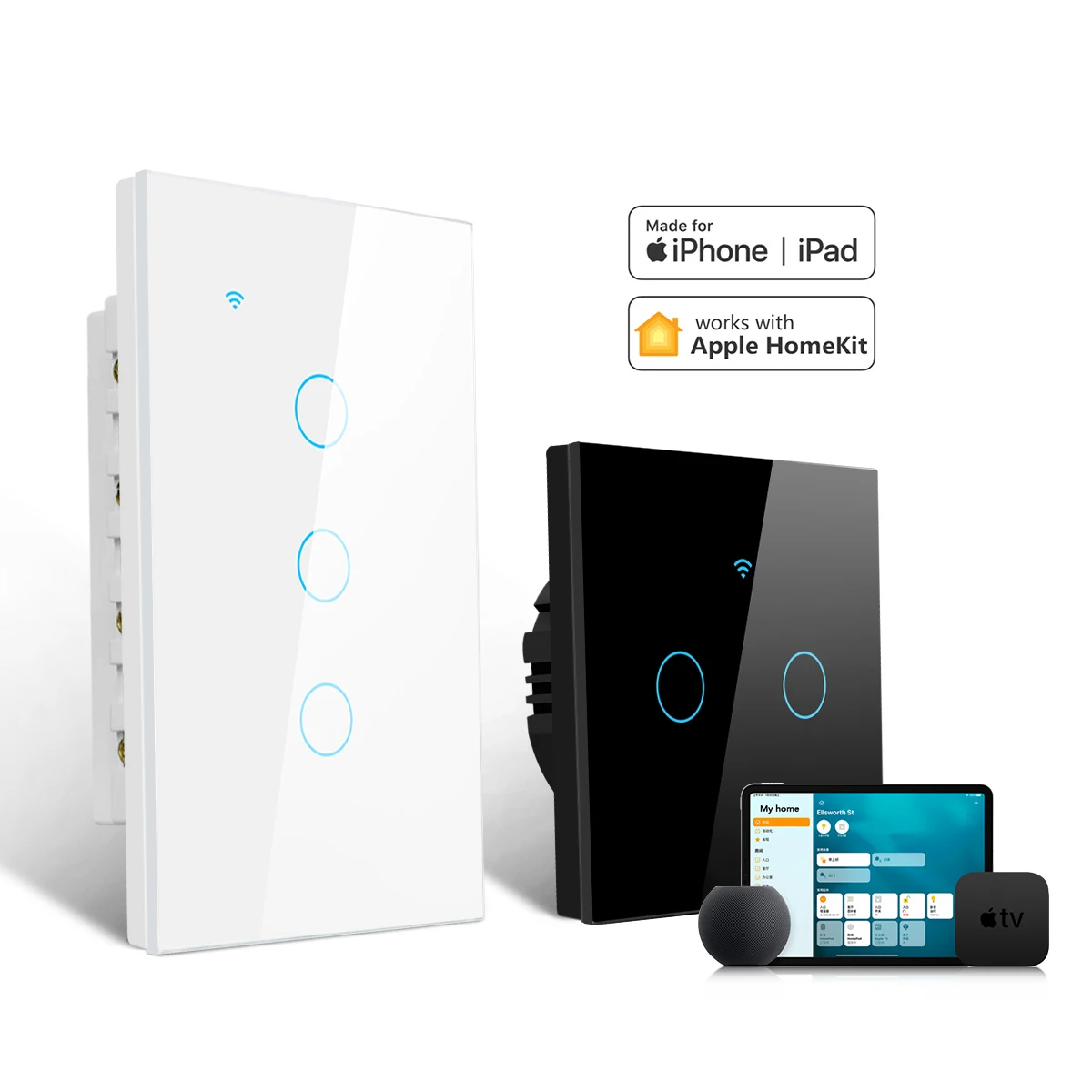 Умный светильник ель Apple Homekit сенсорный настенный выключатель с Wi-Fi управлением -