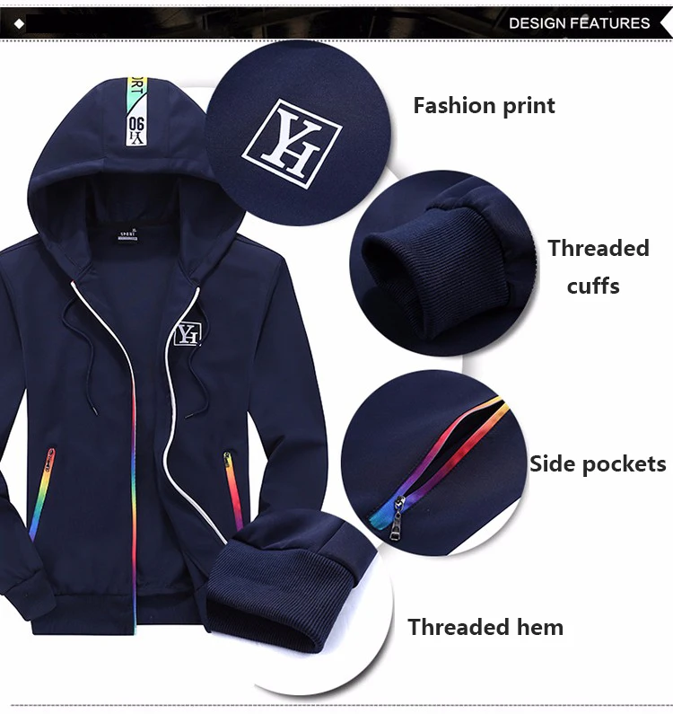 Spring Tracksuit Men Sets Autumn Solid Color Hooded Cardigan Jacket+ Sport Pants Casual Sportswear Suits Mens 2 Piece Track Sui