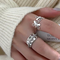 sweet cool hollow out flower female minority personality geometric index finger fairy ring anime jewelry trendy moda mujer
