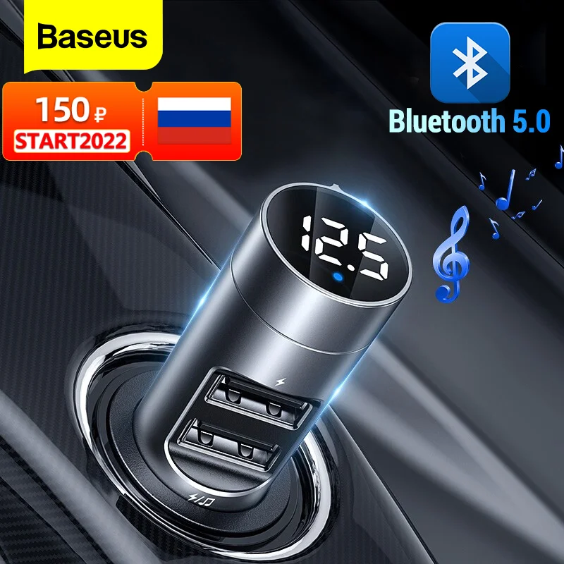 

Baseus FM Transmitter Car Wireless Bluetooth 5.0 FM Radio Modulator Car Kit 3.1A USB Car Charger Handsfree Audio MP3 Player