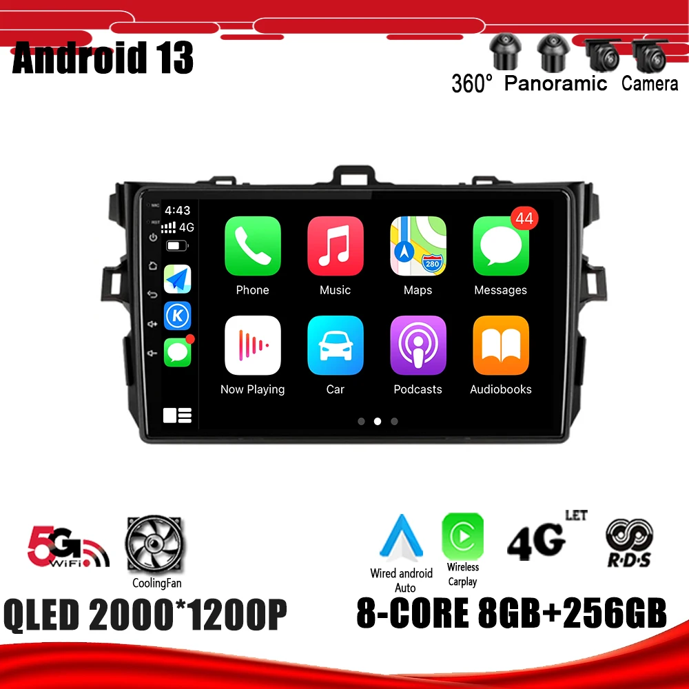 

Car Radio Multimedia Player Android 13 For Toyota Corolla E140/150 2007-2013 Navigation GPS DSP Carplay WIFI