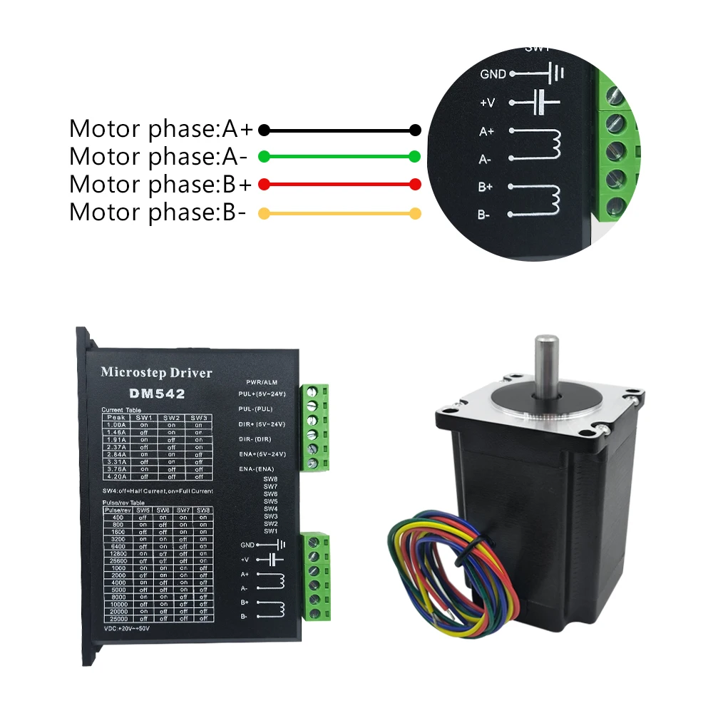 Двухфазный шаговый двигатель MHCN NEMA23 57 2 Н · м 270 оцин 3 А 76 мм 8 вал 57HS76 с 4