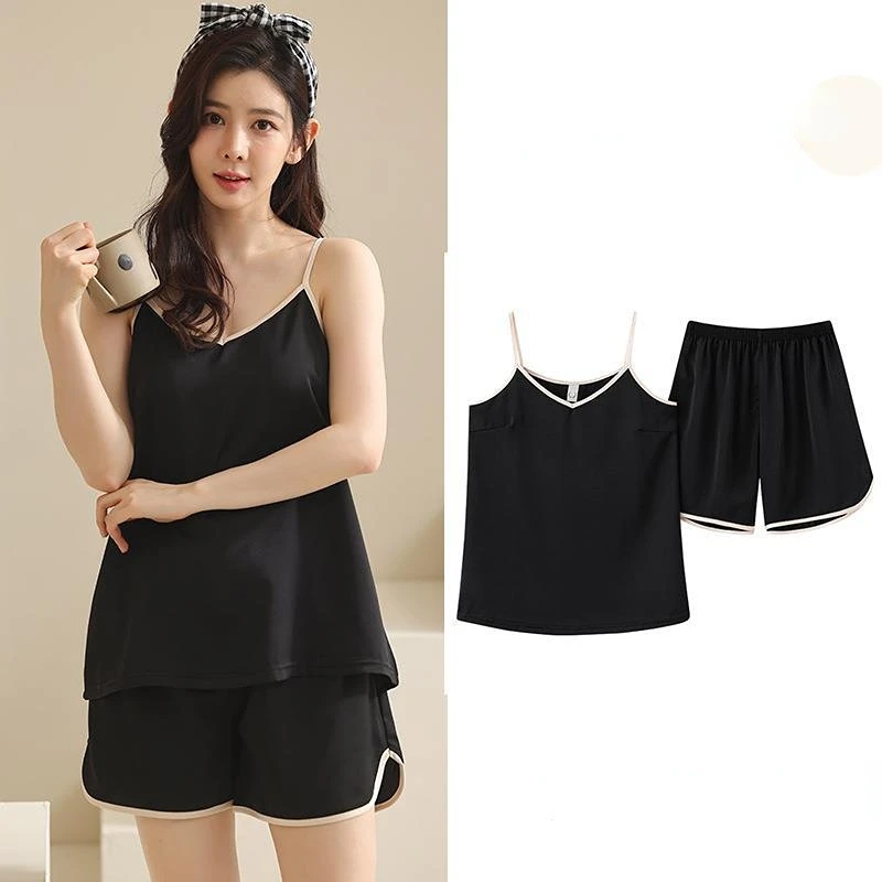 

Новинка 2023, пикантные пижамы на бретелях из вискозы, женские шорты на бретелях, комплект из двух предметов, Тонкая Повседневная Домашняя одежда, Женский пикантный костюм