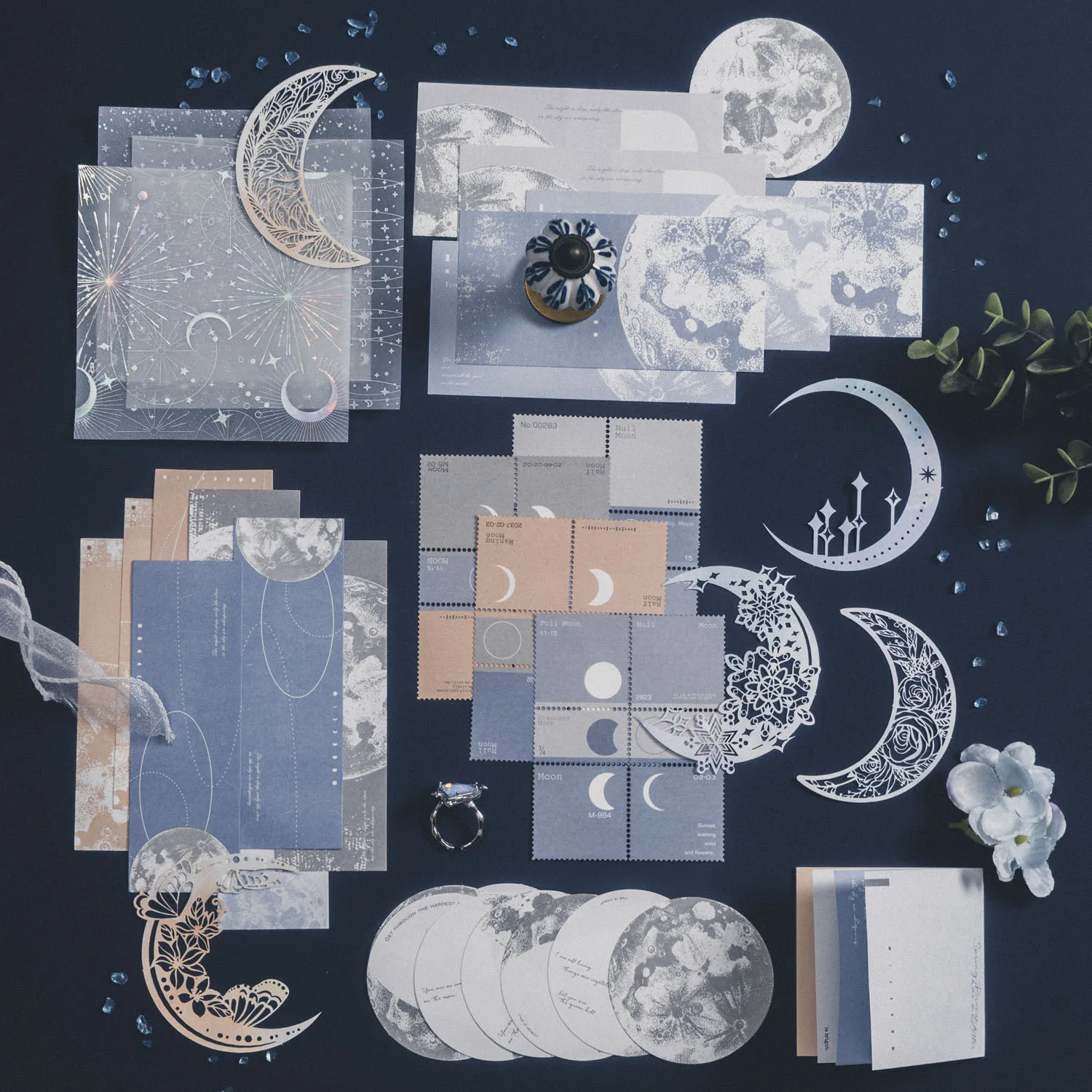 

63pcs/lot Memo Pads Material Paper Vintage Moon Misty Junk Journal Scrapbooking Cards Retro Background Decoration Paper