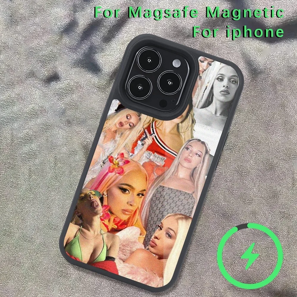 Чехол для телефона B-Bad Gyal singer iPhone 14 13 12 11 15 Pro Max Magsafe Беспроводная зарядка плюс