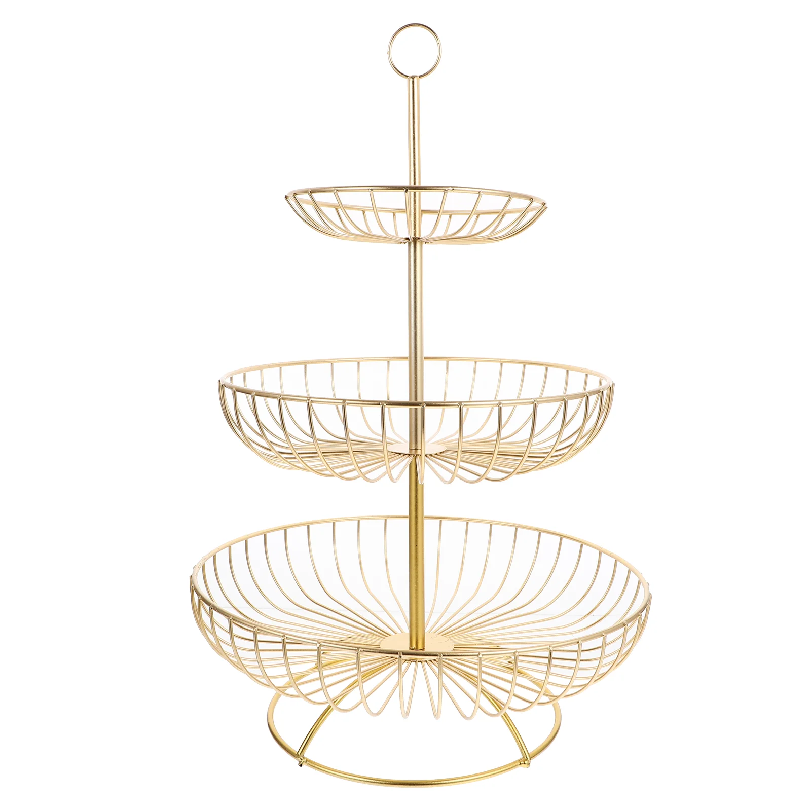 

Large Storage Basket Fruit Holder Iron Food Wrought Stand Wire Serving Metal Bread 3-layer Kitchen