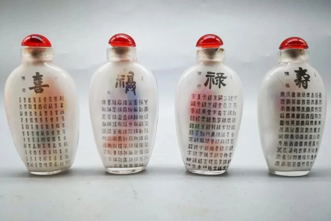 Китайская архаизация Цветная глазурь Фу Лу Шоу Кай Бутылки для табака ремесла