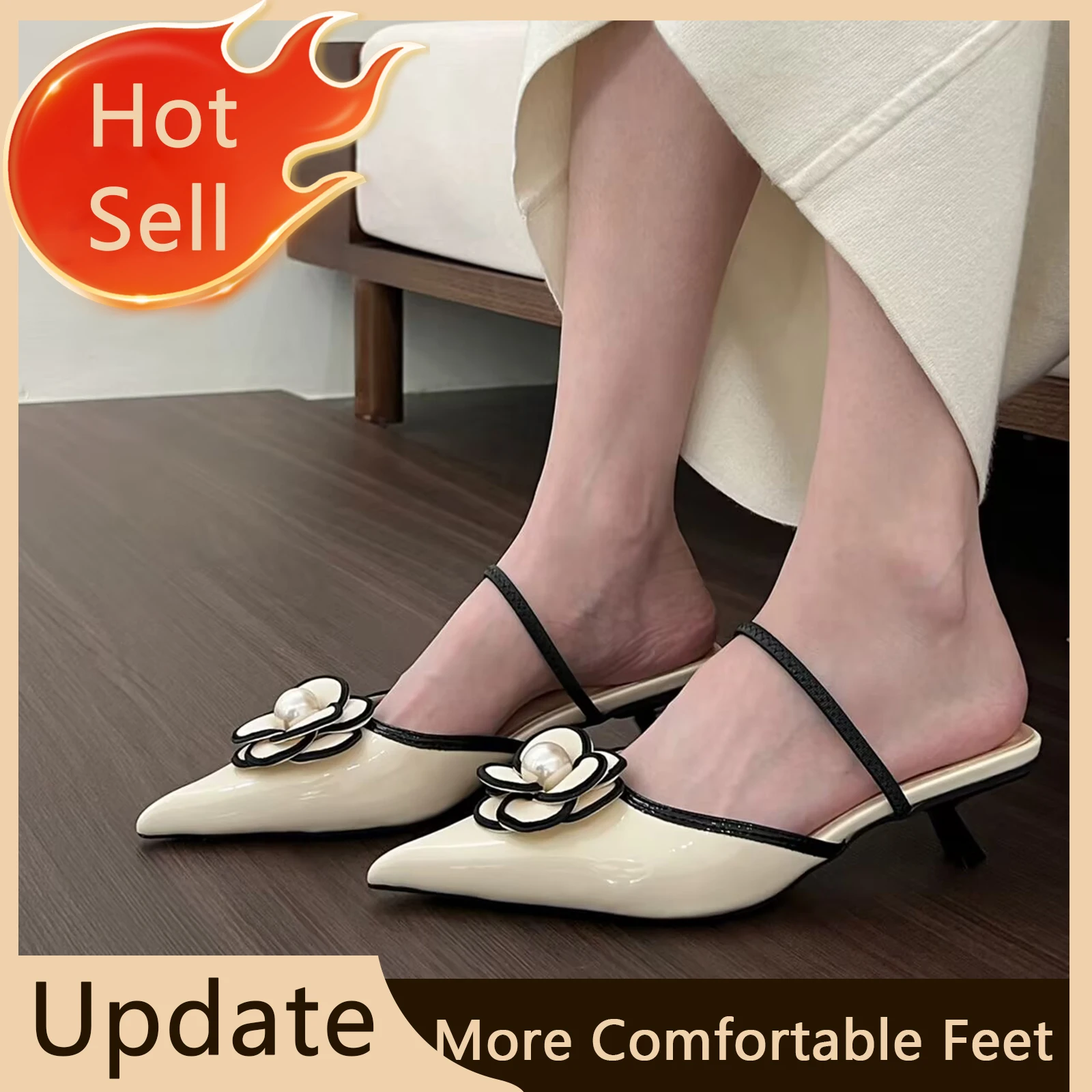 Маленькие французские полутапочки Baotou на высоком каблуке в парфюмерном стиле