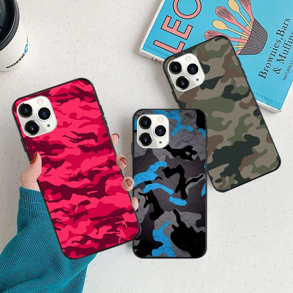 

Military Army Camo Camouflage Pattern black Phone Case for iPhone 11 12 13 mini pro XS MAX 8 7 6 6S 5s Plus X SE XR 2020