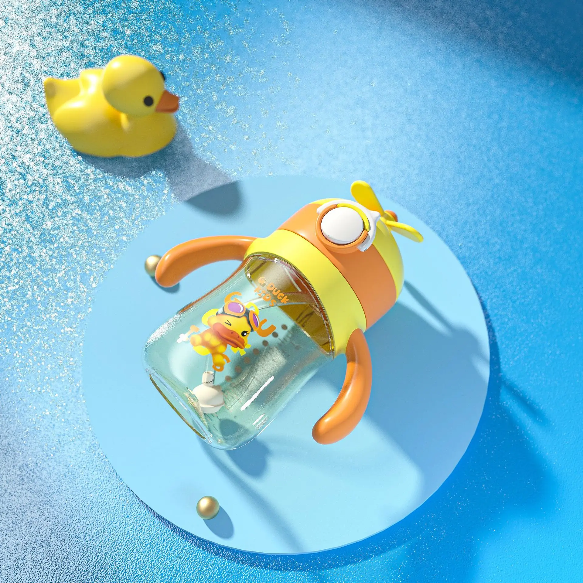 

Children's Little Yellow Duck Straw Cup Children's Cup Lid Straw Cup Silicon Cup Holder Leak-proof and Drop-proof