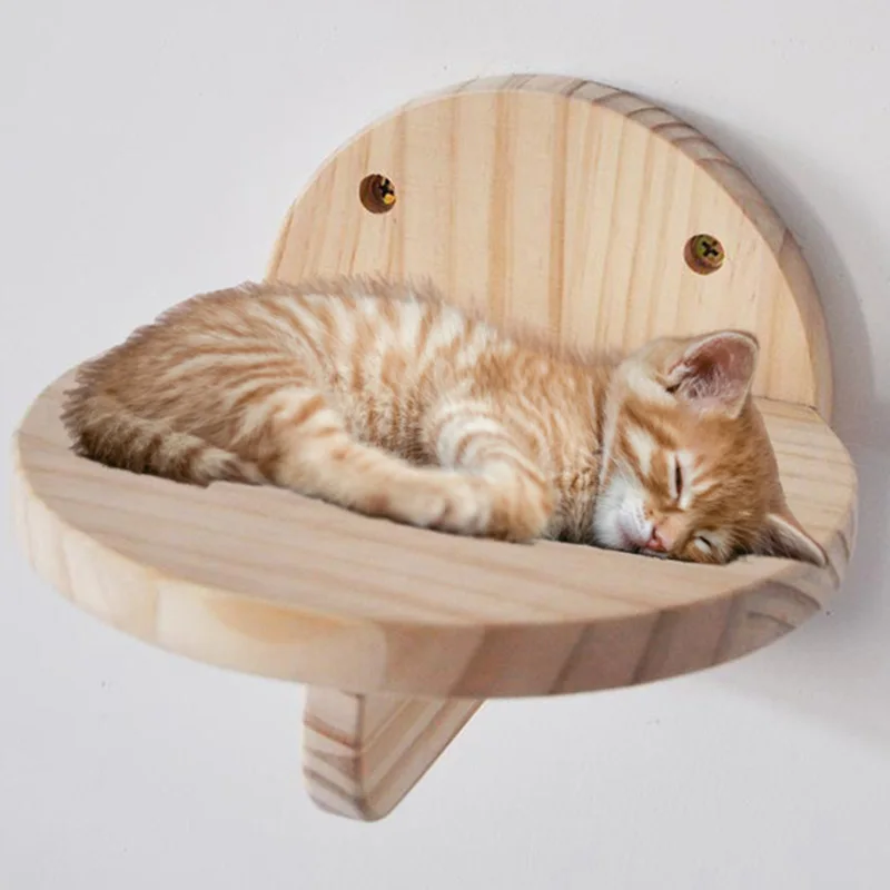 

Wall Cat Climbing Frame Solid Wood Wall Tree Pet Round Jumping Platform for Kitten Cats Toys Play Games Training Pet Furniture