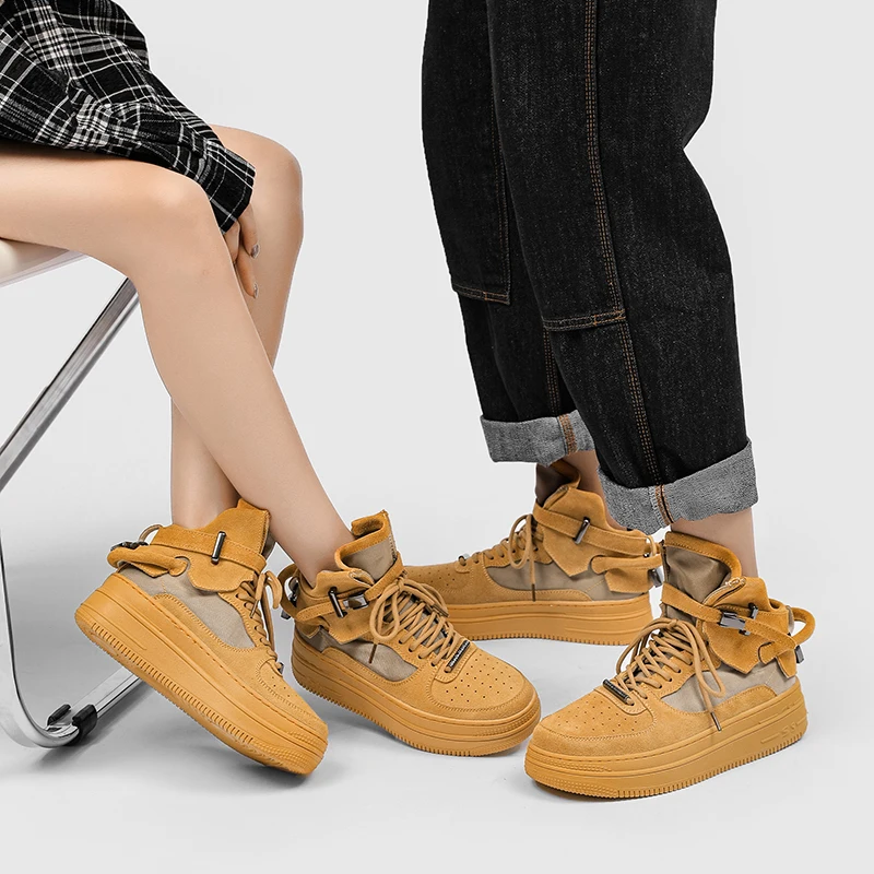 QQ-B227 Winter Casual Shoes for Men Fashion Women Heightening Boots Wearable Tenis Masculino Basketball Sneakers Size 35-44