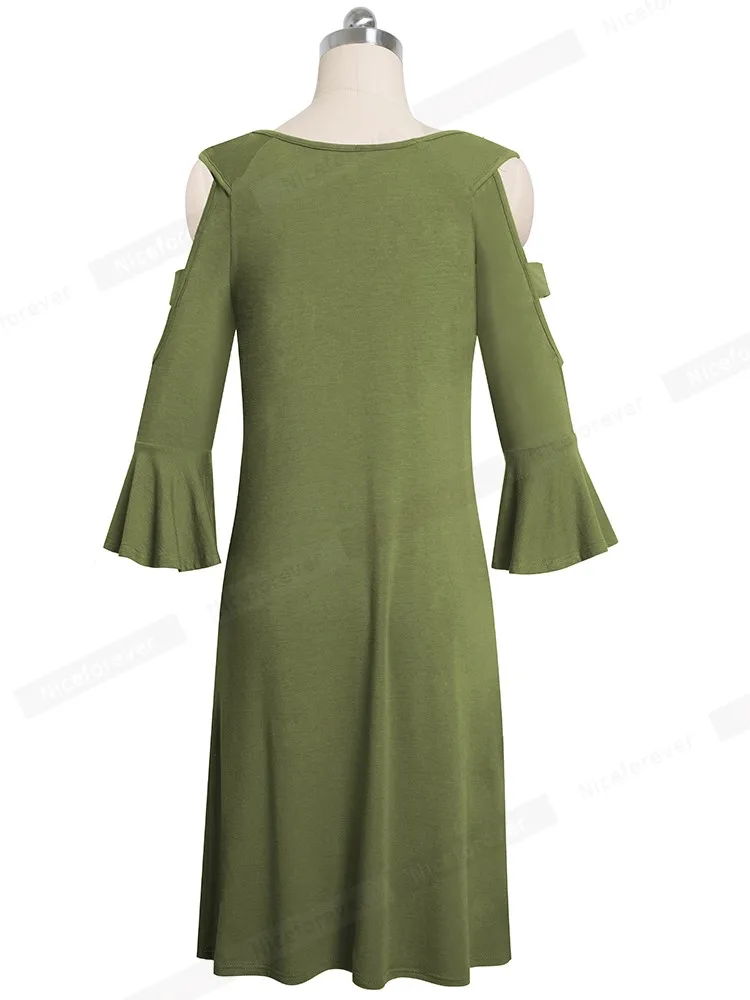 Женское платье с открытыми плечами Nice-forever однотонное повседневное прямое