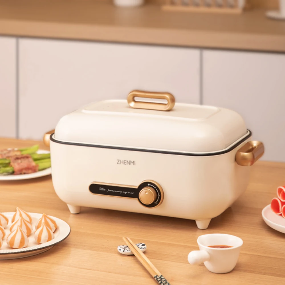 

ZHENMI 4L Multifunctional Electric Cooker with Non-Stick Pans Temperature Control Hot Pot Steam Bun Fried Steak 1500W 220V