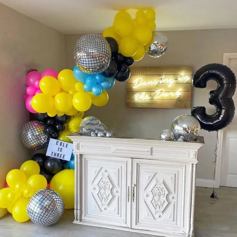 Музыкальный воздушный шар гирлянда арочный комплект для дискотеки желтый черный