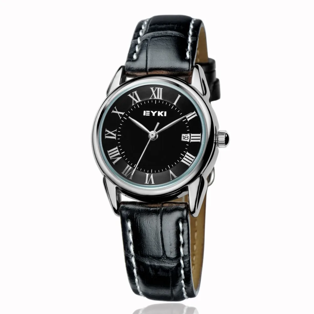 7071 EYKI Brand Women Calendar Watch Ladies Leather Casual Quartz Watch Waterproof Wristwatch Clock Simple Relogio