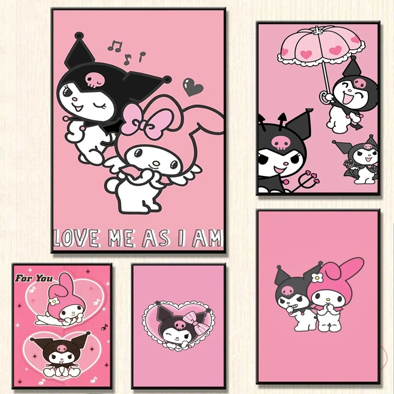 

Japanese Classic Anime Melody Kuromi Gifts Cartoon Character Picture High Quality Art Room Home Decoration Paintings