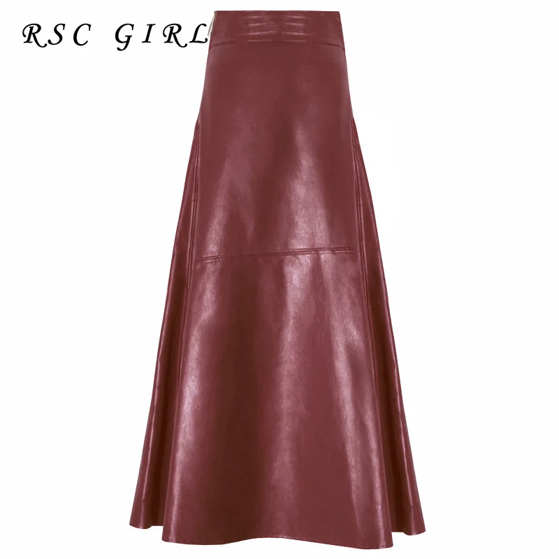 Свободная юбка RSC для девушек Однотонная из искусственной кожи трапециевидная