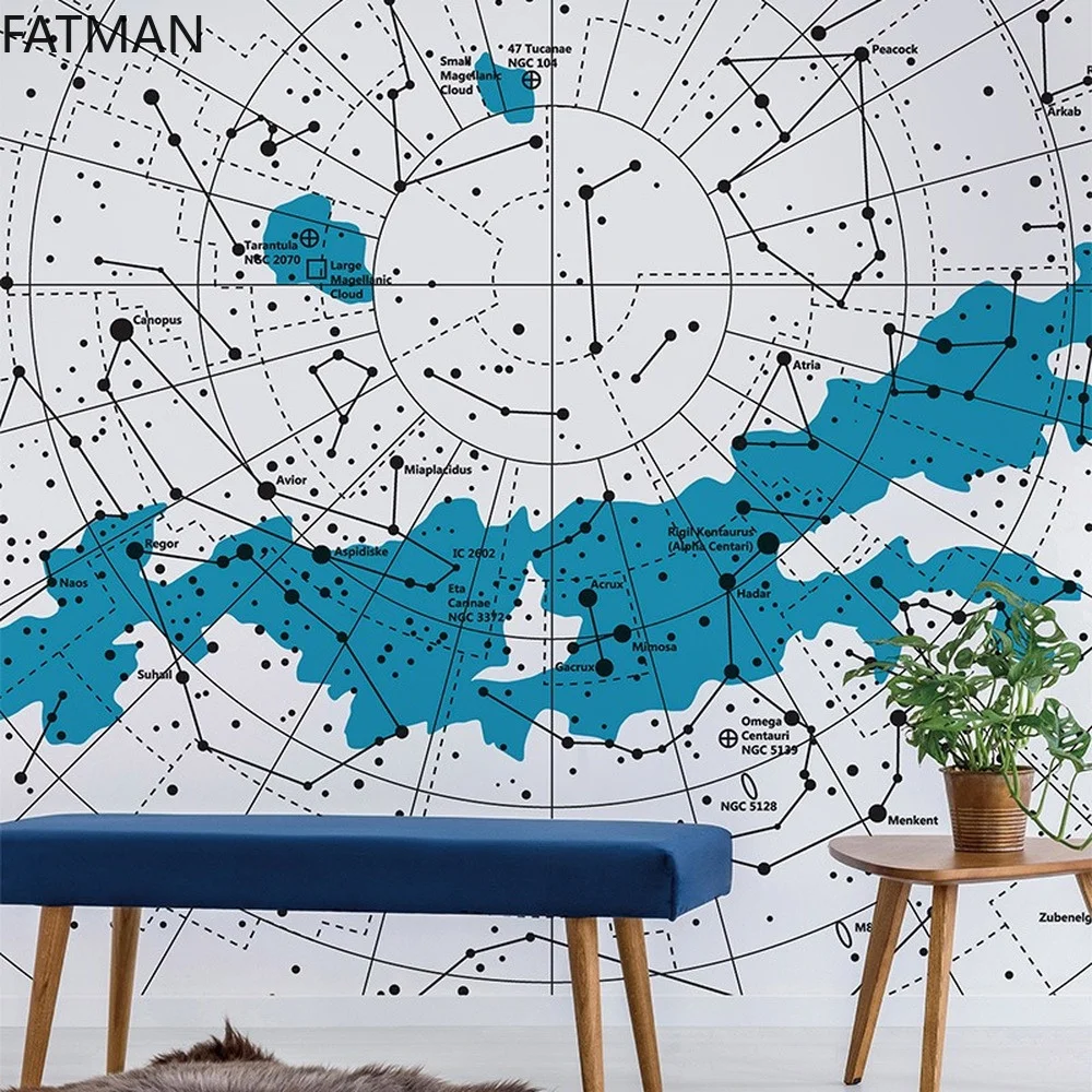 Фото Фотообои FATMAN на заказ с изображением карты мира, Креативные обои с изображением звездного неба, бесшовные настенные экологически чистые об... №3