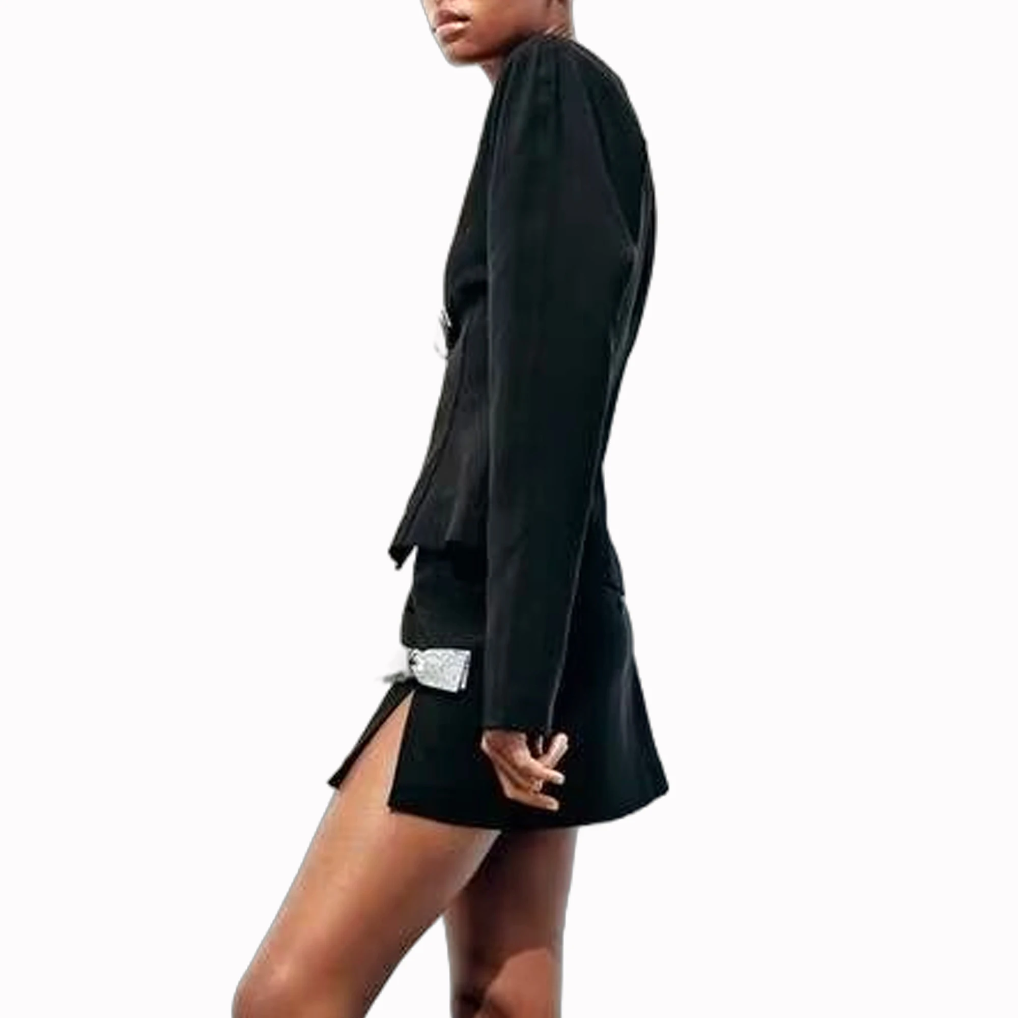 Женский комплект из топа с V-образным вырезом и юбки высокой талией