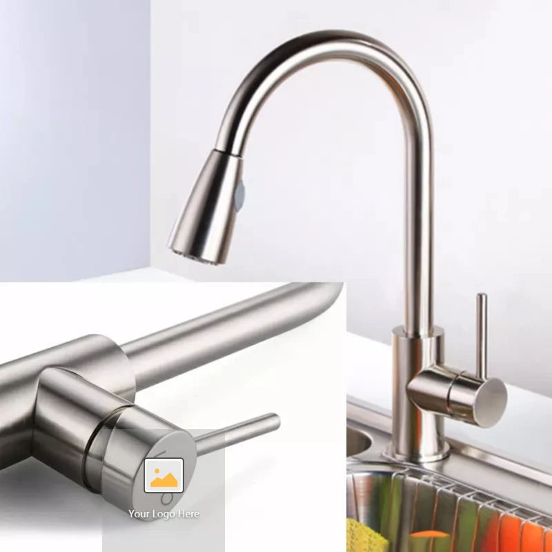 

Luxury Rose Gold Tap Watermark Pull Down Kitchen Faucet