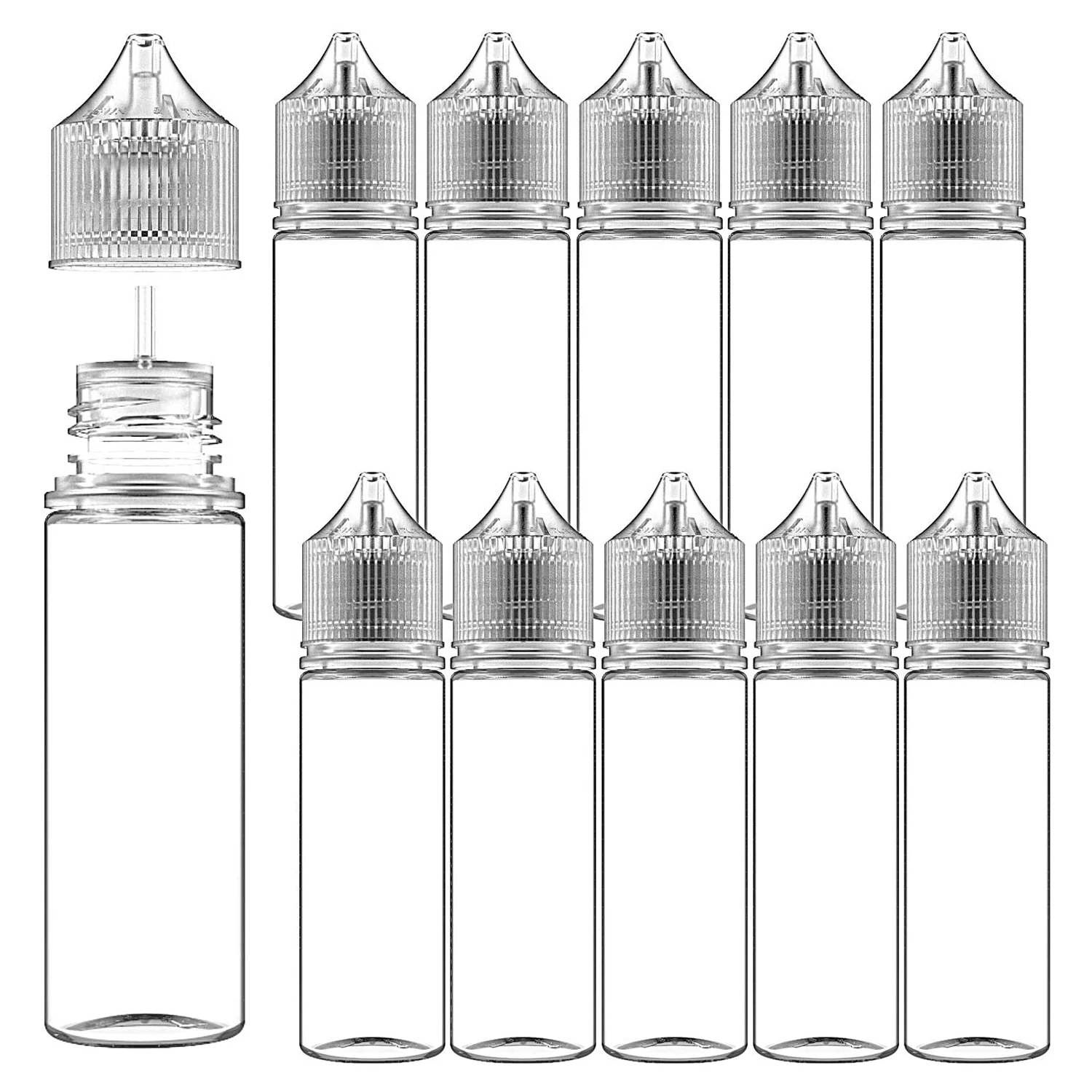 

5pcs 30ml/60ml/100ml/120ml PET Plastic Empty Dropper Liquid Eye Clear Water Bottle Long Tip Clear Cap