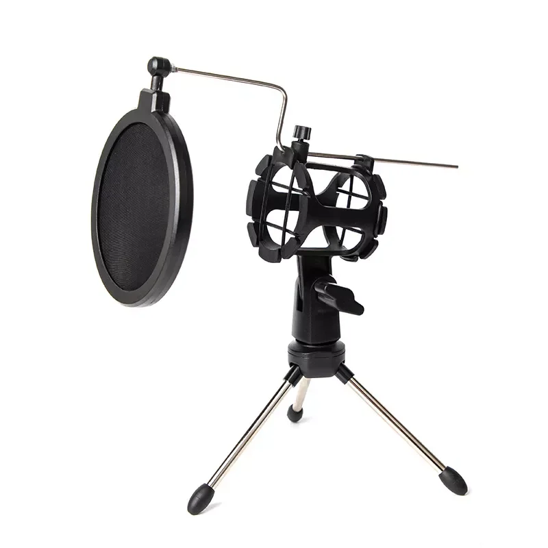 

2023 Microphone Stand Desktop Tripod for Computer Video Recording with Mic Windscreen Filter Cover