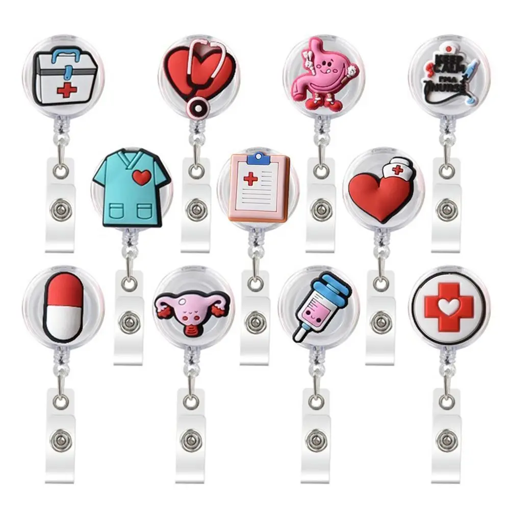 

4Pcs Retractable Badge Reel Medical Worker Work Card Clip Doctor Nurse ID Name Card Display Tag Staff Card Badge Holder 2023 New