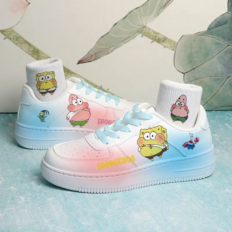 

Cartoon Spongebob Patrick Star Print Cute Style Casual Sneakers Summer Breathable Low Top Thick Sole Shoes