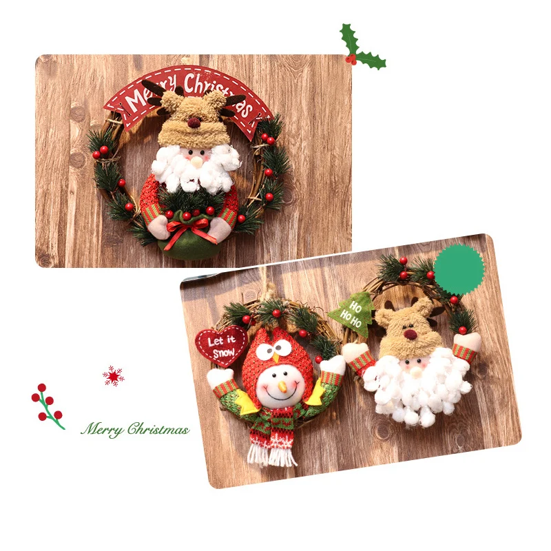 Лось Снеговик Ротанговый круг Рождественский цветочный венок Торговый центр