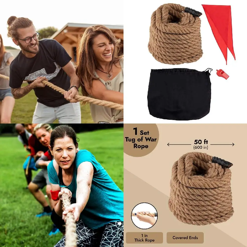 

Delightful Earthly Brown 50-Ft Rope Set with Flag - Perfect Summer Activities & Fun Field Day Challenges for Adults