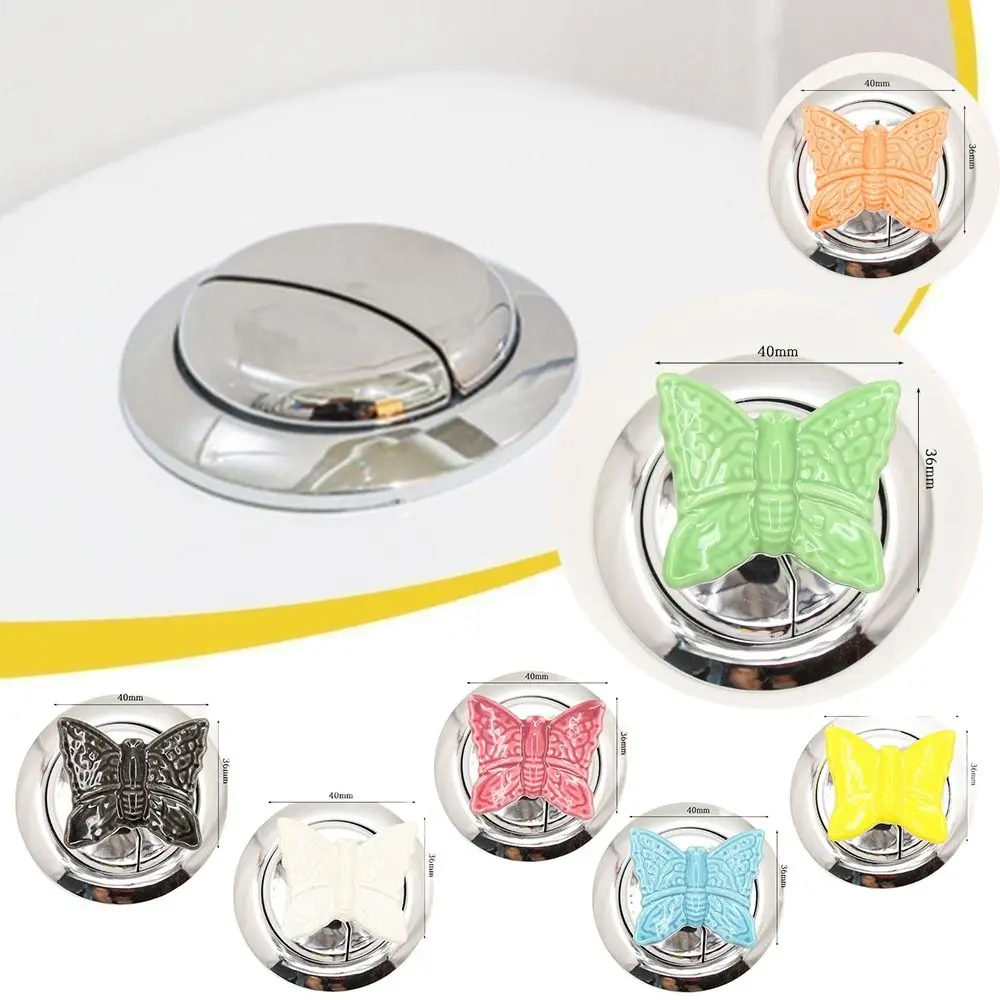 

Butterfly Toilet Tank Button Fashion Labor-saving Ceramic Cabinet Drawer Knob Universal Toilet Flush Button Toilet