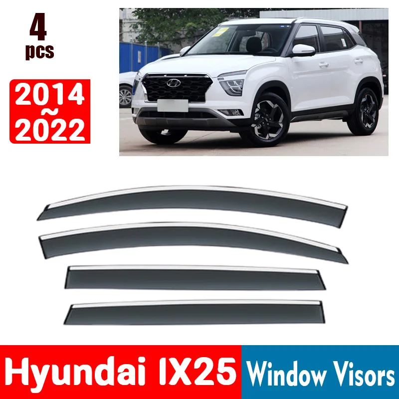 FOR Hyundai IX25 2014-2022 Window Visors Rain Guard Windows Rain Cover Deflector Awning Shield Vent Guard Shade Cover Trim
