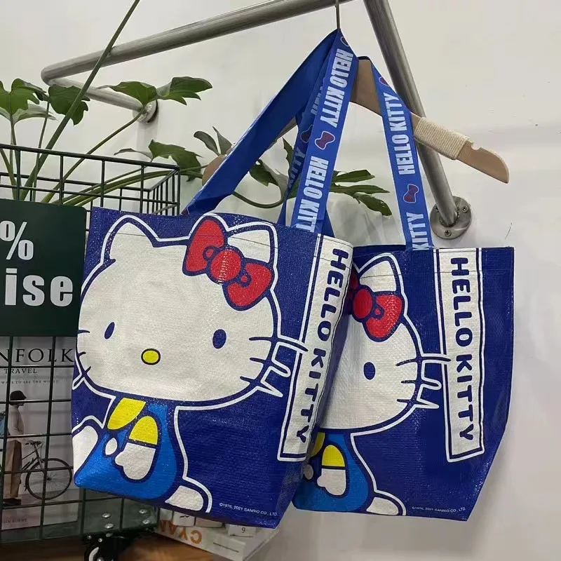 Kawaii Hello Kitty Klein Blue Kitten Сумка для покупок в стиле аниме Sanrio Girl's Heart Симпатичная