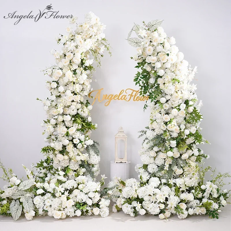 Weiße Series Rose Grün Blumenreihe Hintergrund Horn Bogen Dekor Zubehör боденовое оформление