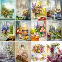 ruopoty frame diy painting by numbers window flower drawing coloring by numbers modern wall art picutre handmade artwork