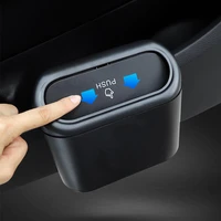 car trash bin hanging vehicle garbage dust case storage box black abs square pressing type trash can auto interior accessories