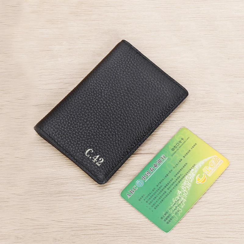 Custom Letters Men Card Holder Genuine Leather Card Wallet Multi-card Bit Bank Card Case Monogram Name Pocket Mini Purse Korean