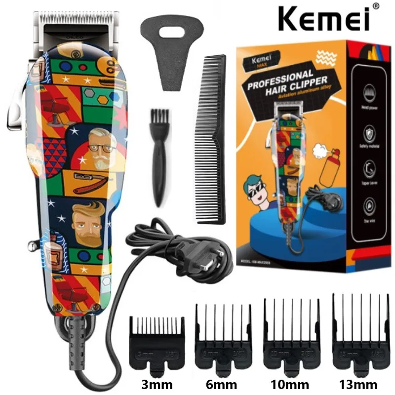 

Kemei Professional Barbers Blending Fade Hair Clipper Wired Electric Trimmer Graffiti Hair Cutting Machine Corded Hair Cutter