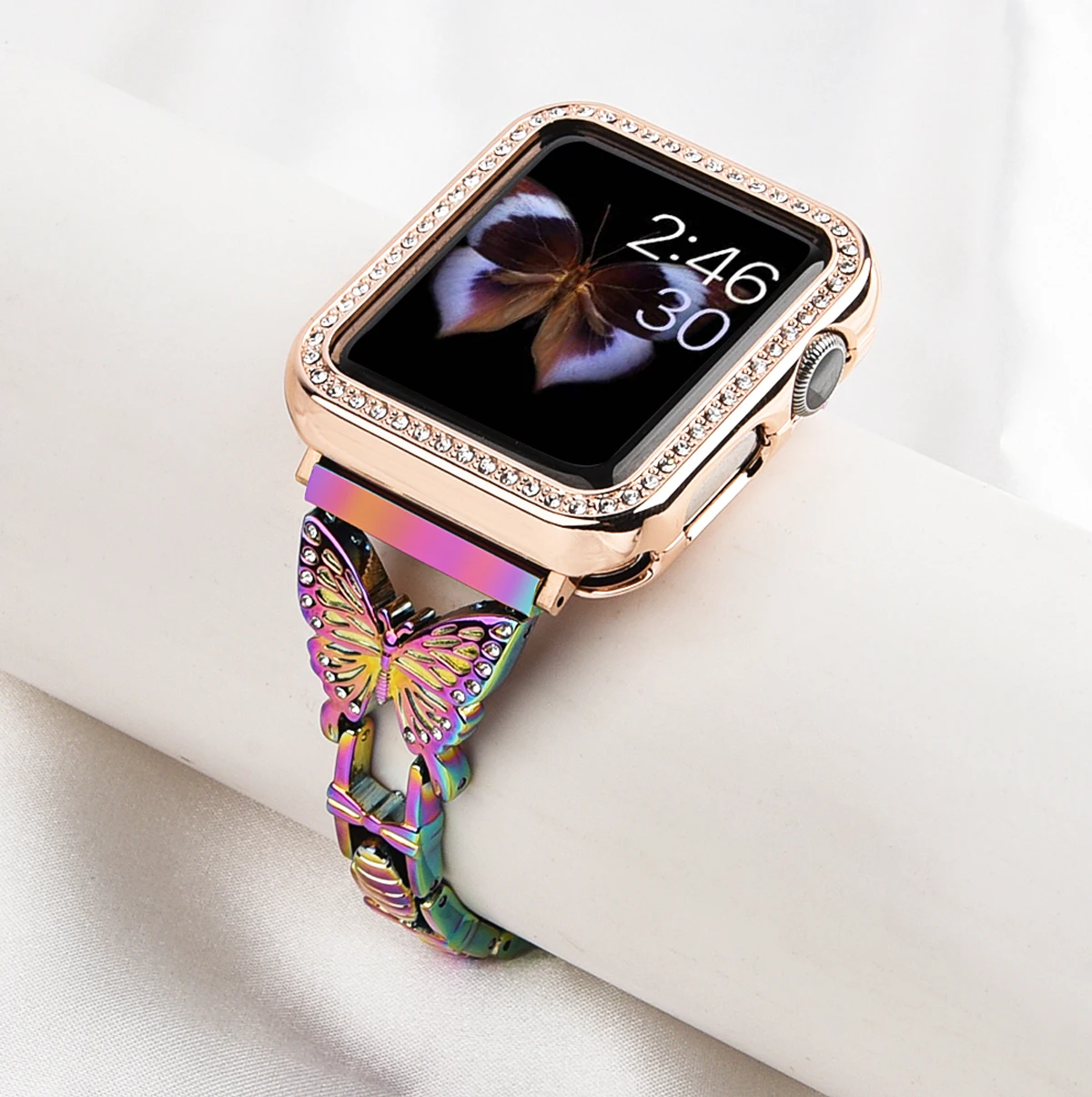 Metal strap For Apple Watch Band 45mm 41mm Stainless Steel Butterfly Style Bracelet For iWatch 8 7 6 5 4 SE 44mm 42mm 40mm band
