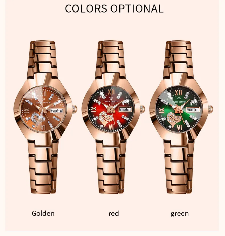 Фото Fashion Women's Watch Double Calendar Diamond Waterproof Glow-in-the-dark ladies Watch for Women №4