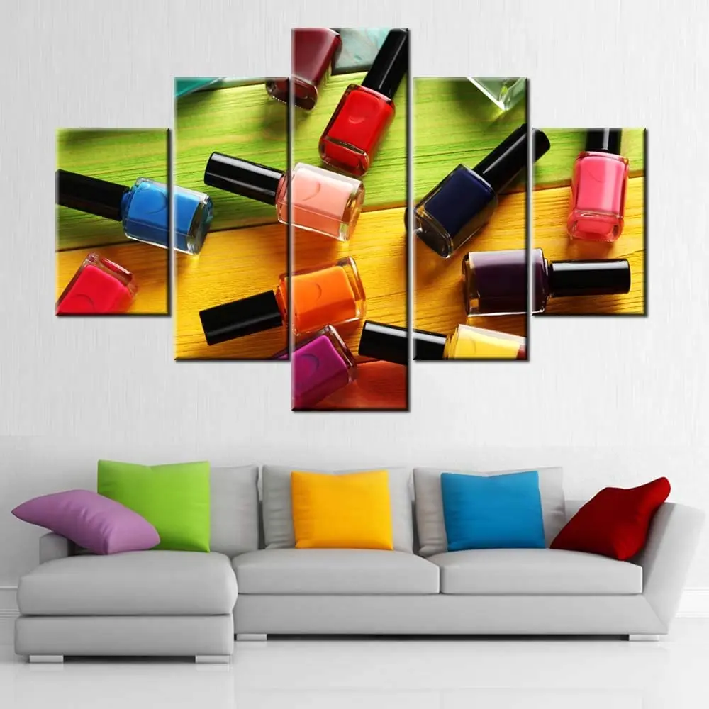 

No Framed Canvas 5Pcs Nail Polish Spa Beauty Salon Cuadros Wall Art Posters Pictures Paintings Home Decor Living Room Decoration