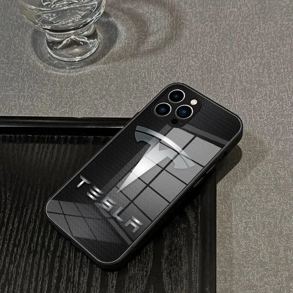 Electric Car T-TeslaS Phone Case NEW 2024 Tempered Glass For IPhone 16 15 Promax 14 13 Pro 12 11 plus Covers