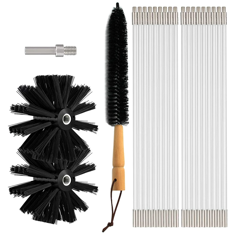 

Dryer Vent Cleaner 24 Feet Flexible 18 Rods Dry Duct Cleaning Kit Chimney Sweep Brush with 2 Brush Heads and Dryer Lint Brush