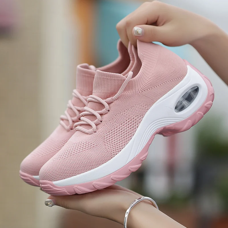 JIEMIAO High Quality Women Cushion Sneakers Breathable Platform Sport Running Shoes Outdoor Light Mesh Comfortable Casual Shoes