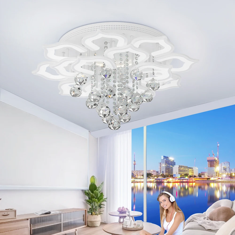 

Modern Chandeliers Lights LED Luster Indoor Deco Lighting For Bedroom Hall Living Room Iron Acrylic Lamps Fixture Frame