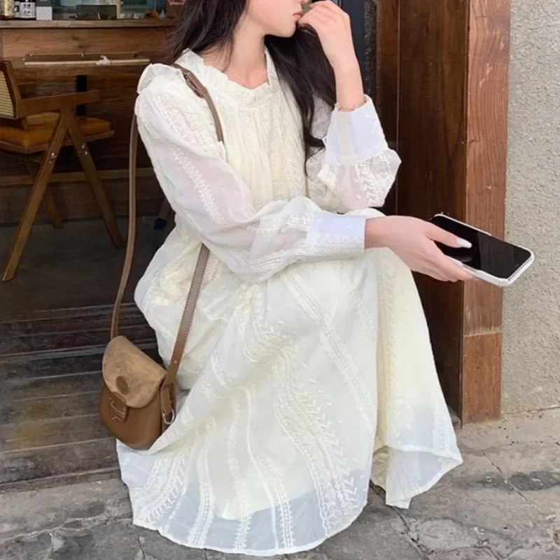 Кружевное платье макси Vestidos женская уличная одежда температурный дизайн милое