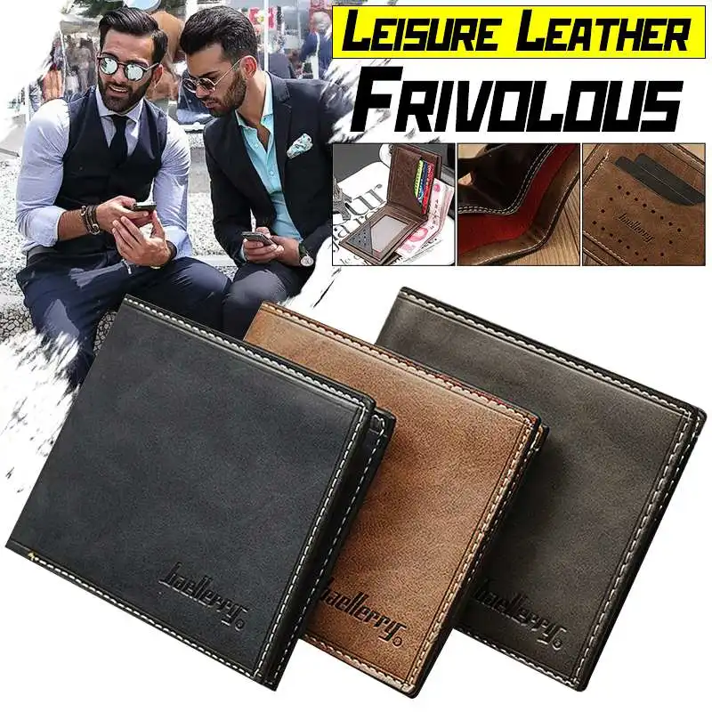 

2022 New Vintage Men's Faux Leather Thin Wallet Credit ID Card Holder Slim Coin Purse Pocket Male Leather Wallet Purse Function