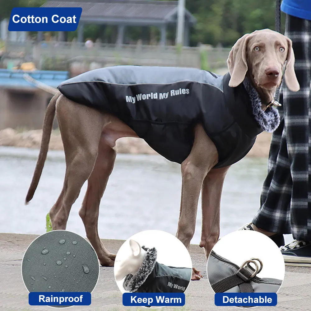 

Dogs Winter Warm Cotton Coat Adjustable Drawstring Design Thickened Reflective Dog Vest Clothes Dog Down Jacket Pet Accessories